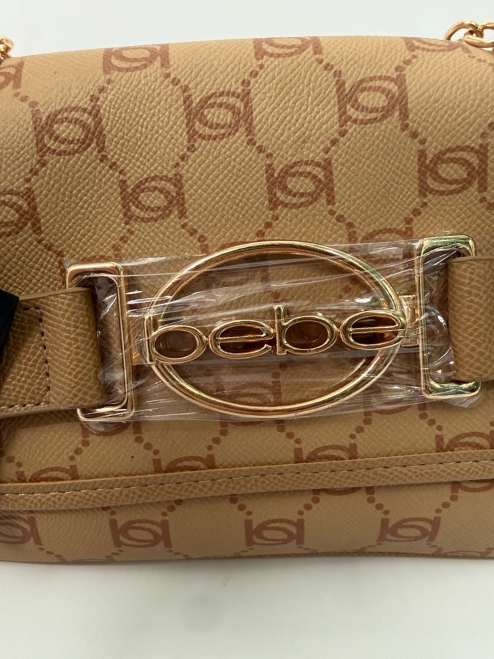Tan Leilani monogram Signature Pattern Gold Chain Shoulder Bag - Picture 7 of 17